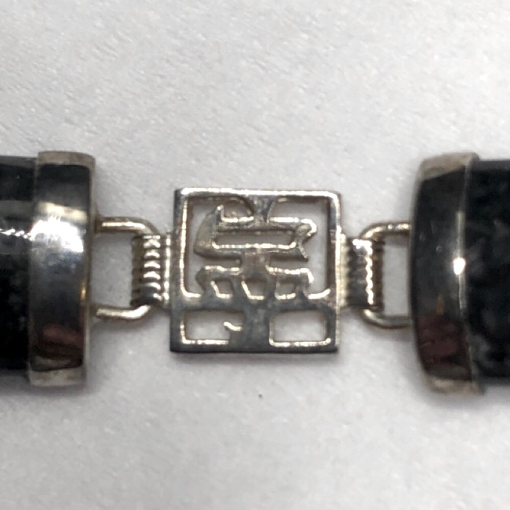 Black Jade and 925 Sterling Silver Bracelet, Asian Characters, Chinese - Picture 12 of 15